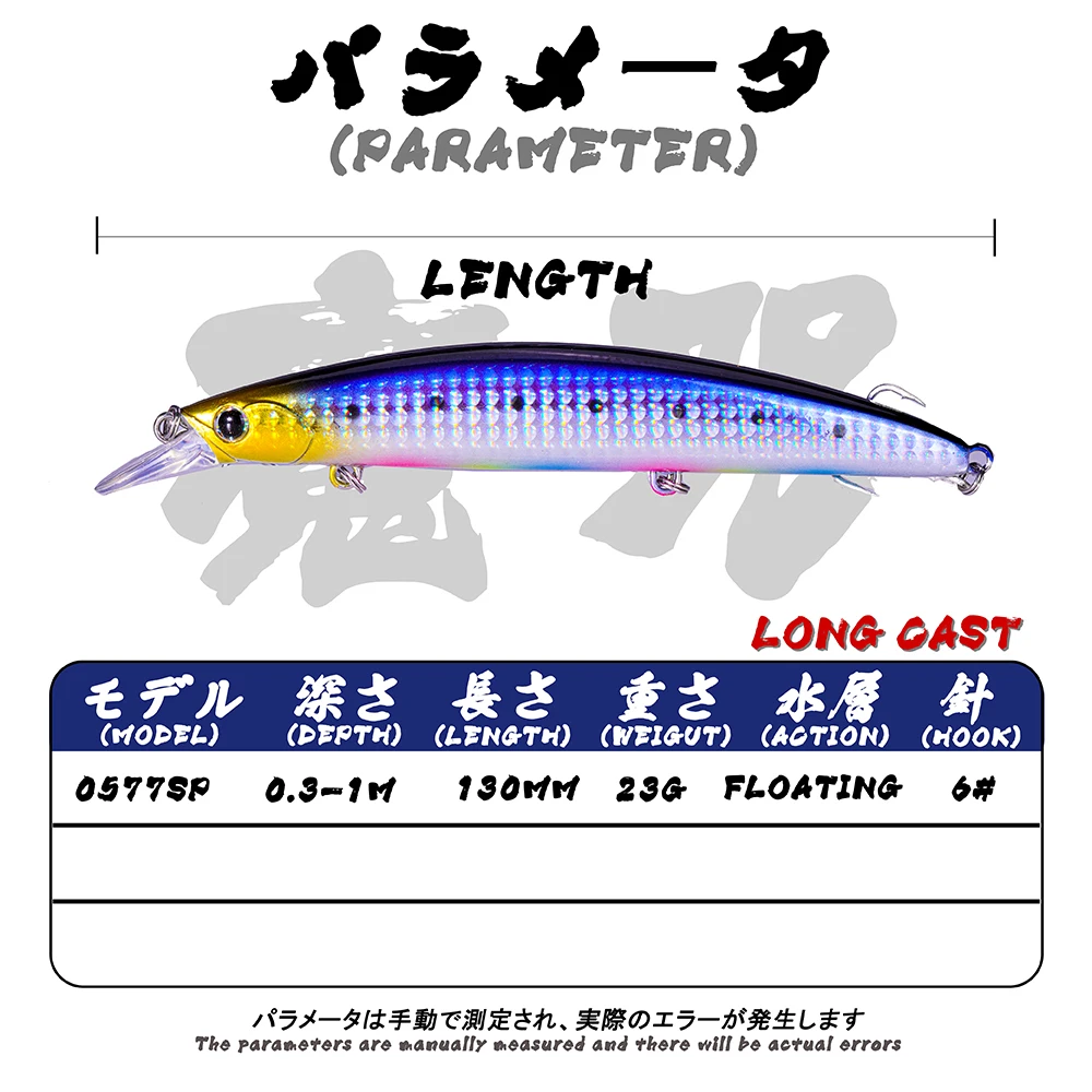 Señuelo de Pesca flotante Minnow 2022-1m, 23g, 0,3mm, tres anzuelos, Isca, equipo Artificial, En Mer Peche, accesorios de Pesca Leurre, 130 - imagen 2