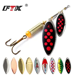 FTK, 1 unidad, cebo giratorio colorido de fundición larga, Señuelos de Pesca, Spinner, lentejuelas, Paillette, cebos de Pesca con anzuelo de plumas