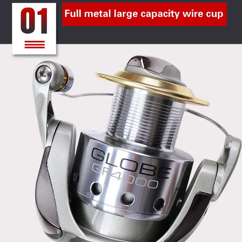 Carrete De Pesca giratorio con Ratio De engranaje 5,0: 1, arrastre máximo De 8KG, bobina De Metal para agua dulce y salada, rueda De arrastre - imagen 3