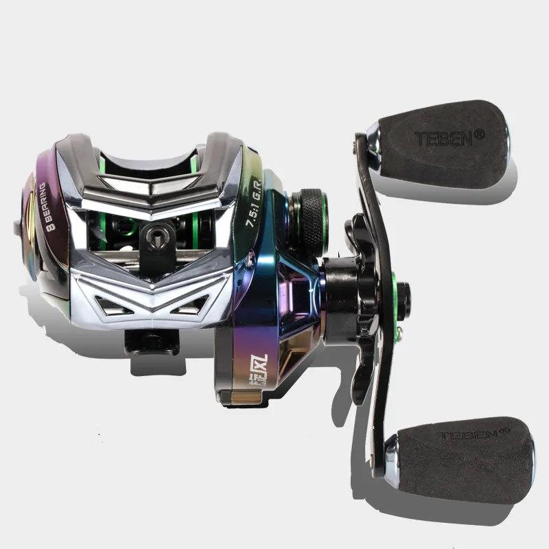 Carrete De Pesca Baitcast Rock, 7,5: 1, ruedas De Metal, buque De Pesca para peces negros, 8BB, 7KG, Carrete De arrastre máximo - imagen 4