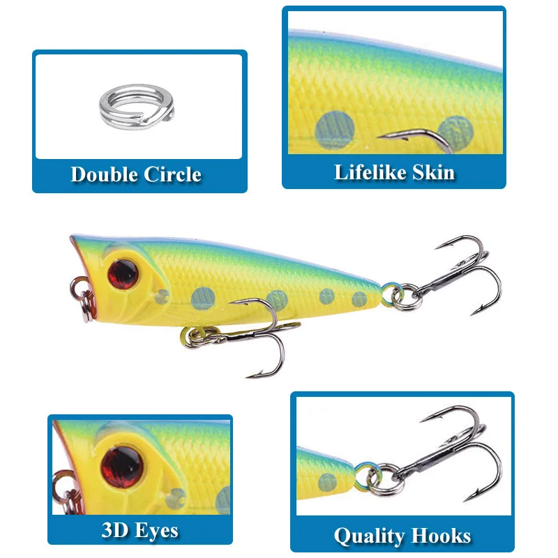 Mini Popper artificial POETRYYI – Señuelo de superficie para spinning - imagen 3