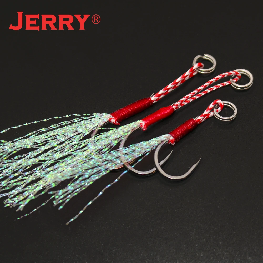 Anzuelos con cabeza plomada Jerry, accesorios de acero de alto carbono para Pesca en el mar, con púas, pluma, 20 unids/lote - imagen 5