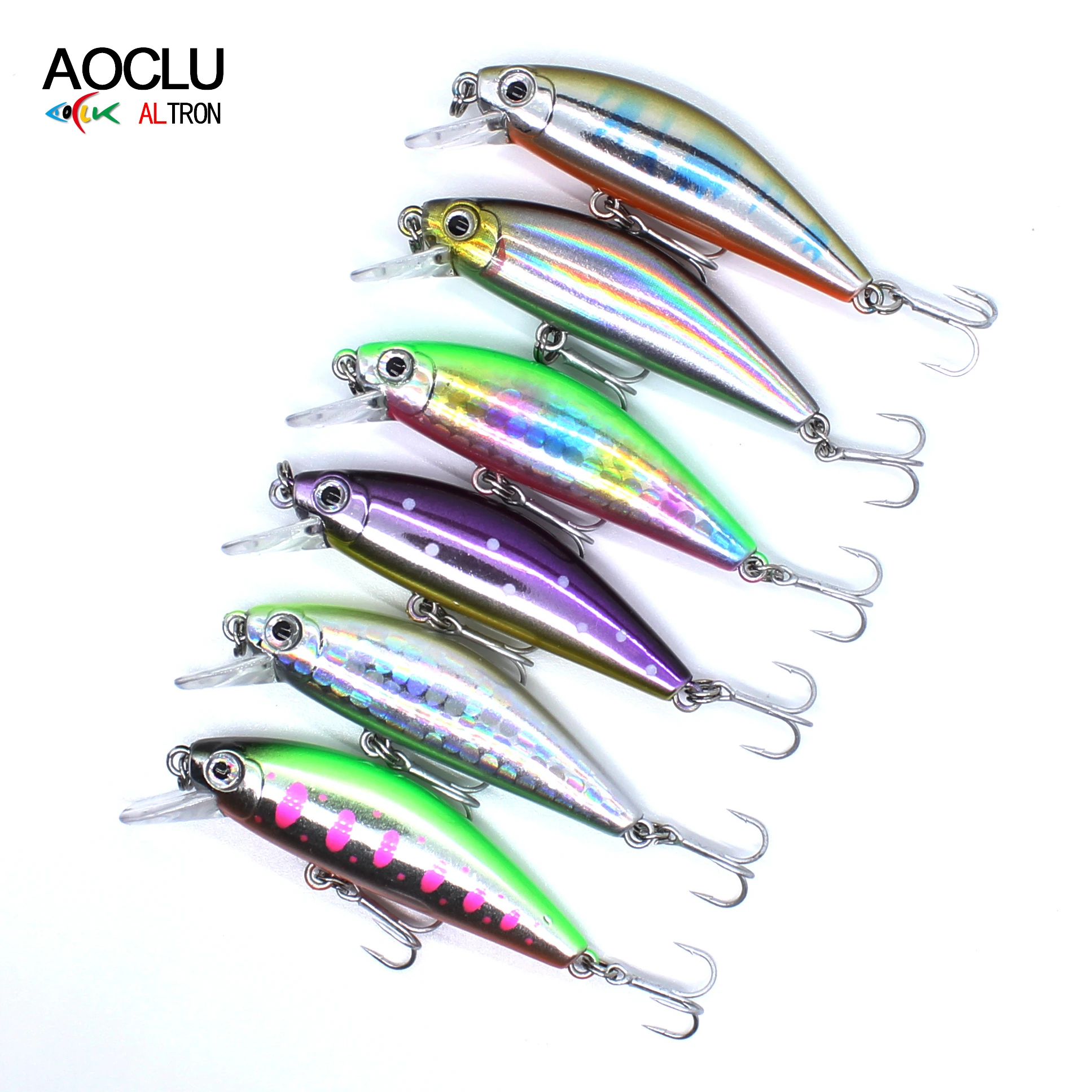 AOCLU-Señuelos de pesca duros Minnow Crank, Wobbler hundido, Jerkbait, lubina, agua salada dulce, larga distancia, bote fácil de lanzar, 50mm, 6,2G