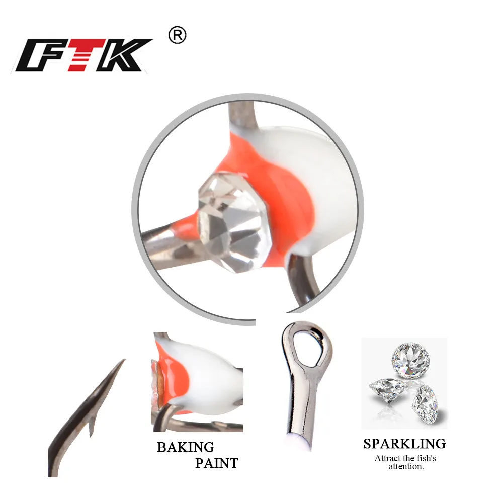 FTK 5PCS Anzuelos de pesca en hielo de acero rico en carbono 6 # -12 #   Aparejos de señuelo con anzuelo triple para pesca de invierno - imagen 3