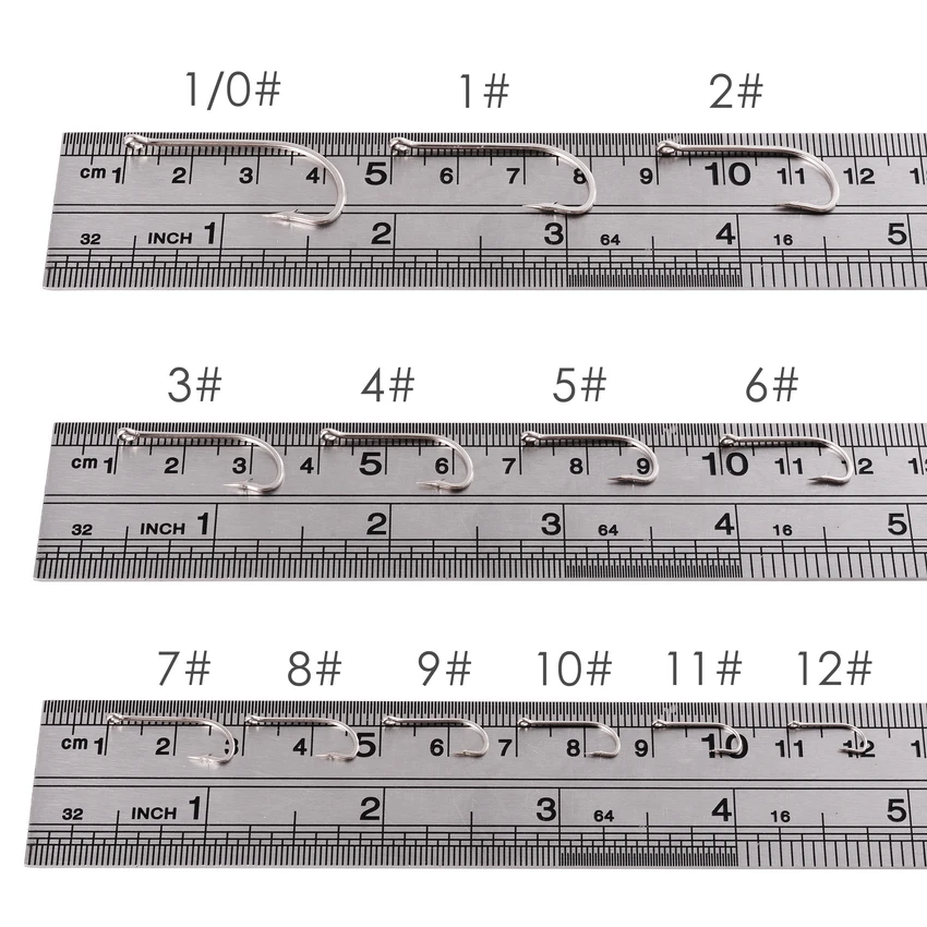 Anzuelos de pesca de caña larga, conjunto de anzuelos de acero con alto contenido de carbono, con ojos, accesorios de pesca, 100 piezas - imagen 5