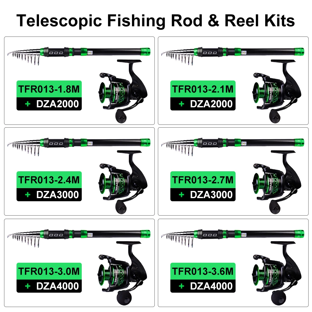 PROBEROS-Kit de caña de pescar portátil y carrete giratorio, palo telescópico de fibra de carbono, juego de carrete de pesca de alta velocidad, 1,8-3,6 m, 5,0: 1 - imagen 3
