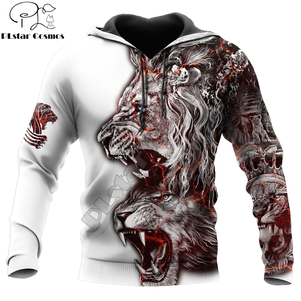 Hermoso León 3D completamente estampado hombres otoño Sudadera con capucha Unisex sudadera con cremallera pulóver Casual ropa de calle KJ469 Envío Directo - imagen 4