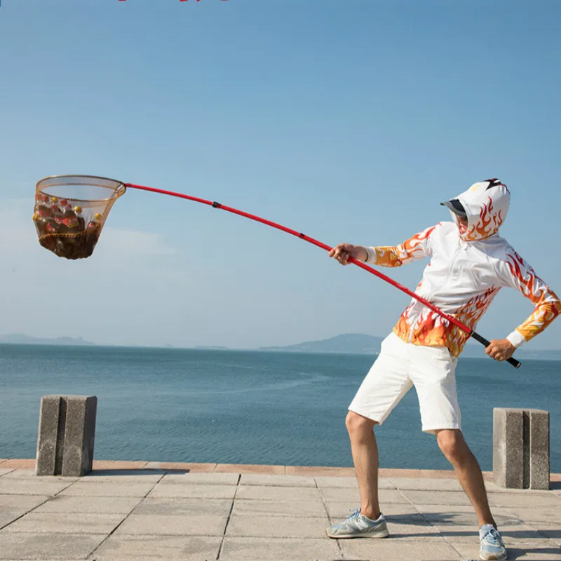 Red de pesca retráctil de fibra de carbono, 2,5/1,8/2,1/m, Red de aterrizaje plegable telescópica, para pesca con mosca - imagen 5