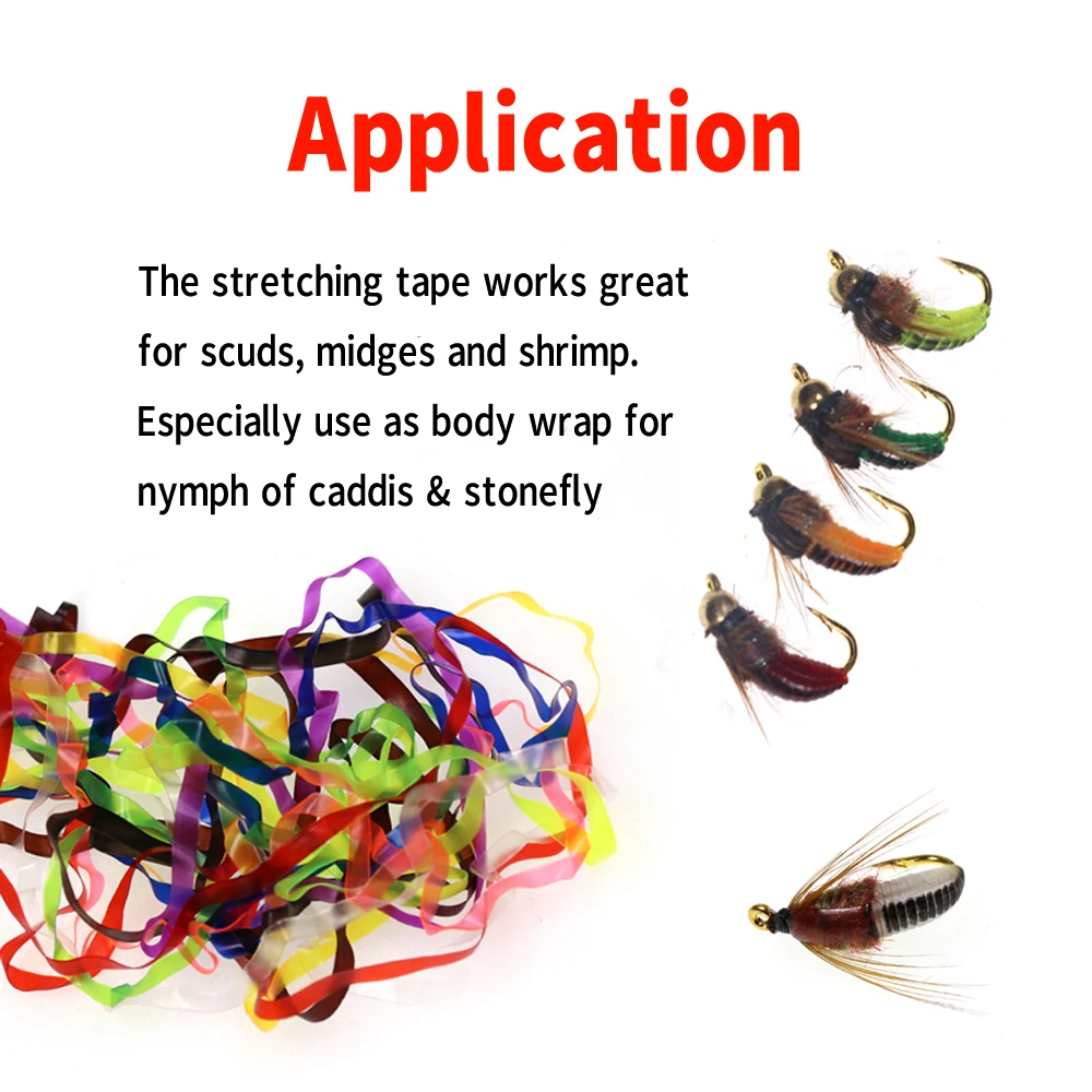 Bimoo 2 m/bolsa 3mm 4mm Scud espalda estiramiento camarones Ninfa cinta de respaldo rojo naranja amarillo verde fluorescente - imagen 5