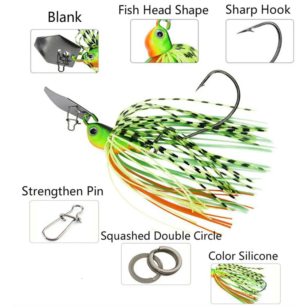 Señuelos de Pesca plantilla de goma 2023 Weights14-17g aparejos de Pesca Spinnerbait accesorios de Pesca Isca Artificial Lucio cebo de Pesca - imagen 2