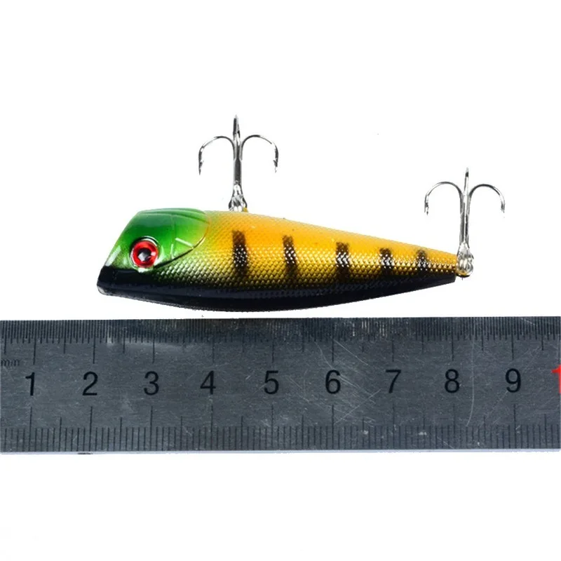 Señuelo de pesca piezas Popper, cebo duro Crankbait, 6cm/7g, señuelos flotantes, anzuelos triples - imagen 4