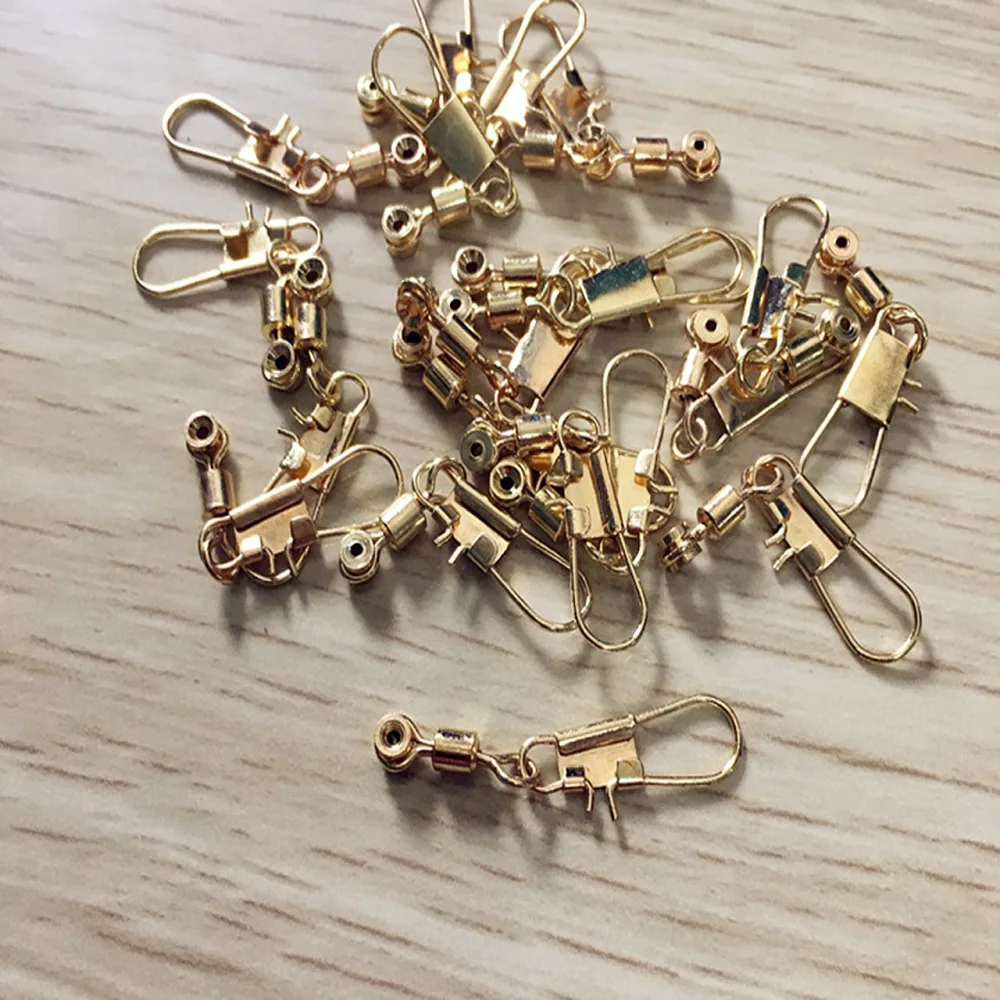 10-20 unids/lote frijol de mar con cabeza de cobre dorado Bobber Space Beans pesca giratorios gancho pin conector herramientas de pesca Accesorios