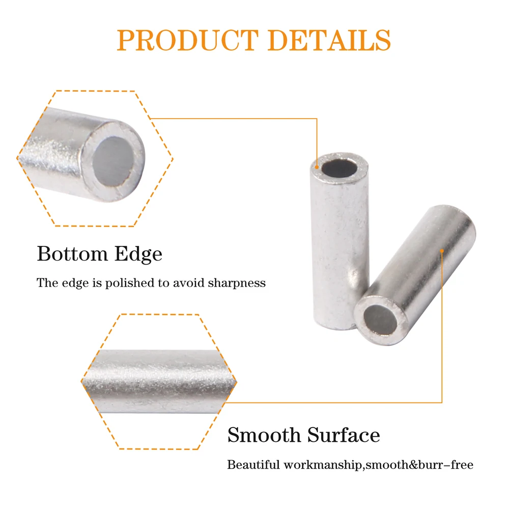 Tubo de pesca redondo de aluminio blanco, accesorios para línea de pesca, 1000 unidades - imagen 4