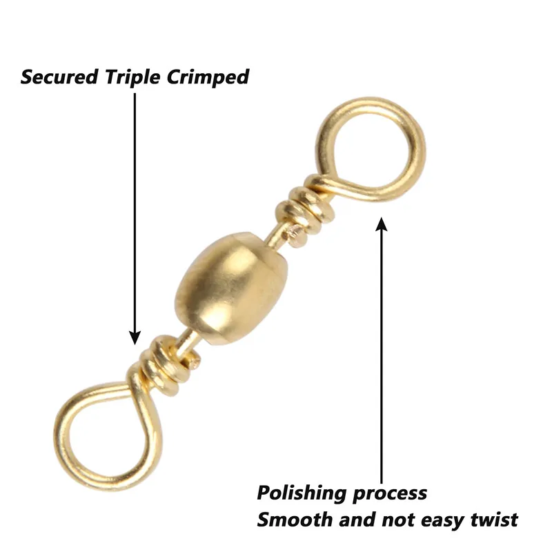 Barril rodante giratorio de pesca, accesorios de anzuelo de Pesca de Mar, Conector de anzuelo, aparejos terminales, Oro 1 # ~ 10 #, 200 unids/caja - imagen 4