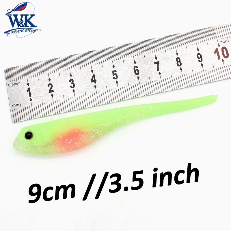 5 uds Pin Tail Ajing cebo blando 9 cm señuelo de pesca suave con ojos 3D aparejos de pesca de Kayak - imagen 4