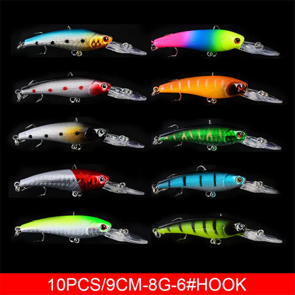 20 unids/lote Minnow Señuelos de Pesca Set lubina agua salada fresca flotante ojos 3D Wobbler aparejos cebo duro Crankbait Pesca Kit set - imagen 3