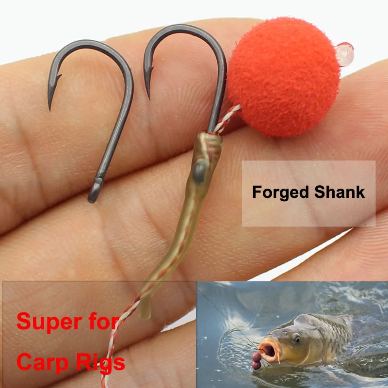 Anzuelos de pesca de carpa, 50 unidades, Micro púas, Boilie clásico, anzuelo con ojo, anzuelos negros de tamaño 2 4 6 8 10 - imagen 4