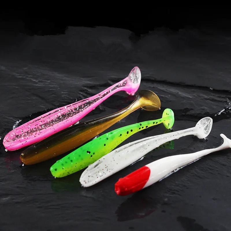 Señuelo de pesca de gusano, cebo suave, cola en T, lubina, perca mandarín, aparejo de tiro, señuelos artificiales, gancho de cabeza de plantilla, lote de 15 piezas - imagen 4