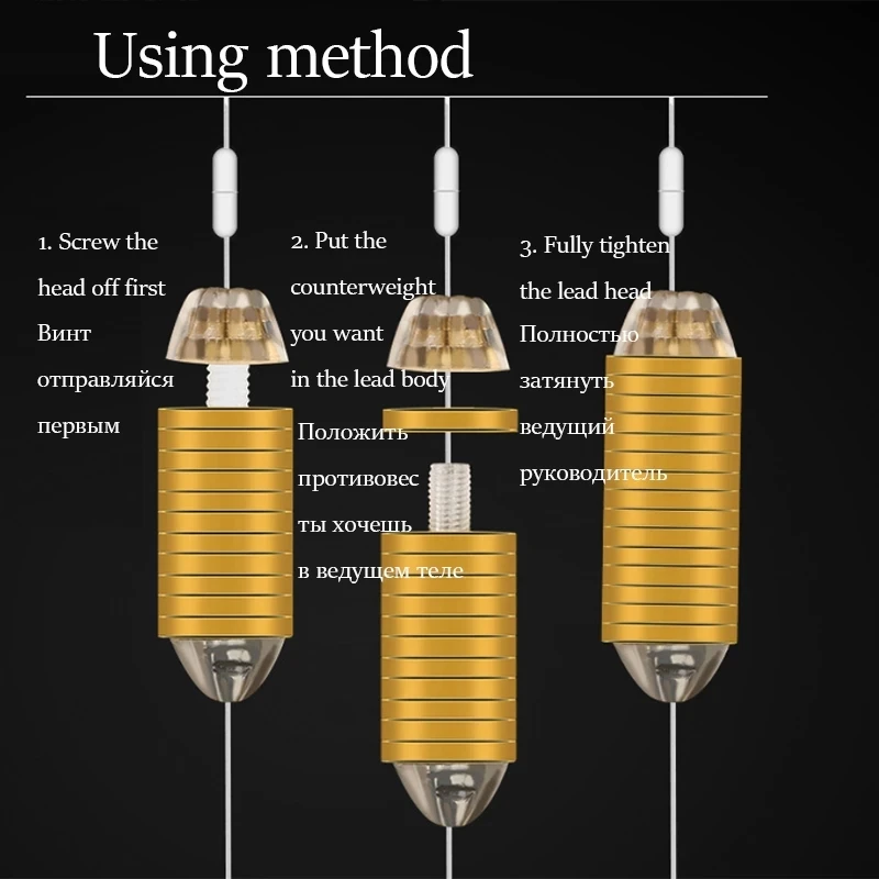 Plomos de pesca de plomo de carga intercambiables, contrapeso, pesas de pesca de plomo + 3 piezas, herramientas de pescado de contrapeso de afinación fina - imagen 5