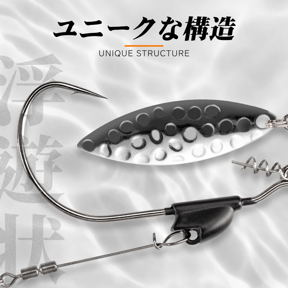 Hunthouse-anzuelo individual de pesca con juego de cuchara de Metal, acero al carbono, 1/0, 2/0, 3/0, 2 uds., para señuelo suave, gusano, carpa, lubina, accesorios - imagen 4