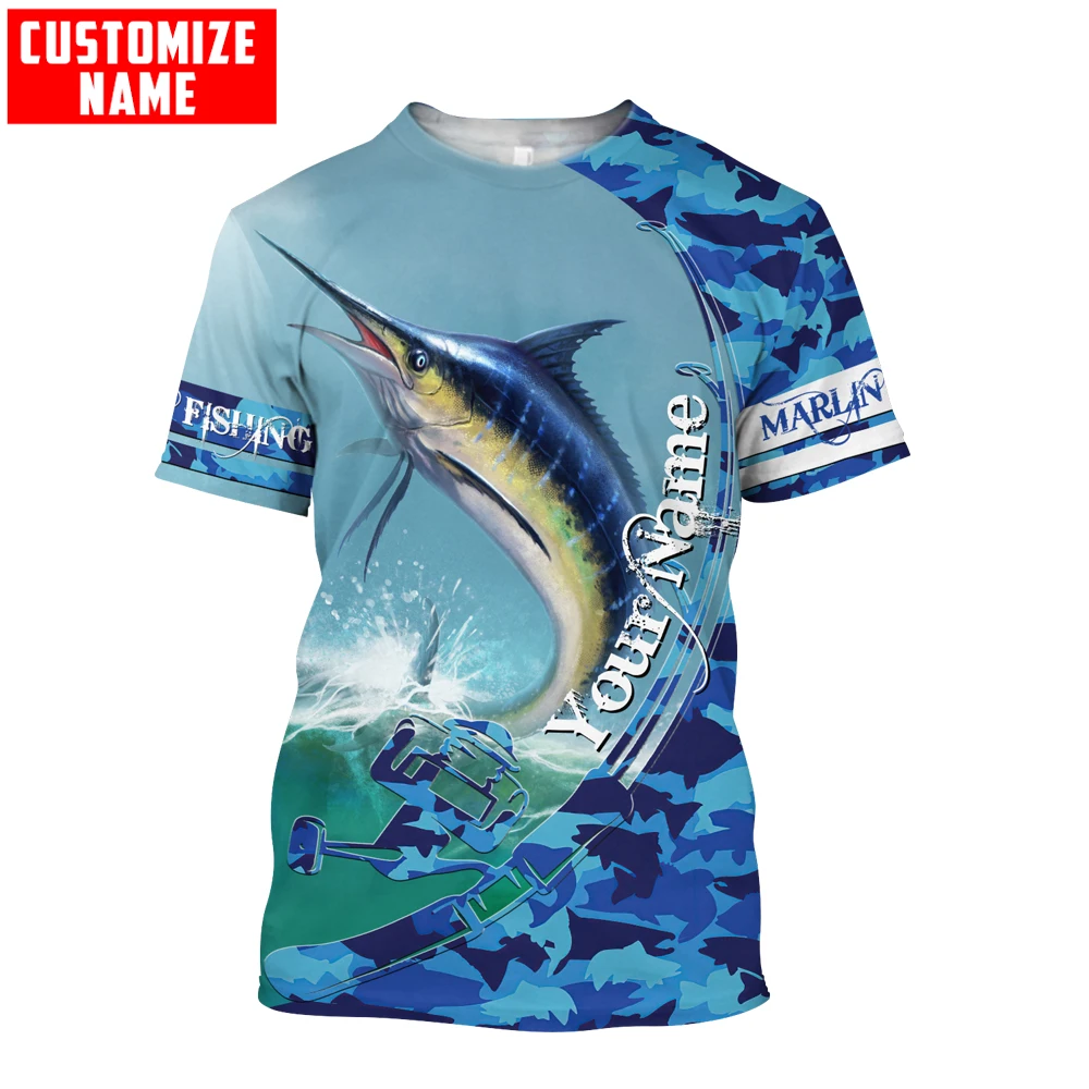 Camiseta con estampado 3D de camuflaje de pesca de atún para hombre, camiseta de manga corta Unisex con nombre personalizado, camisetas informales, moda de verano, TX242 - imagen 4