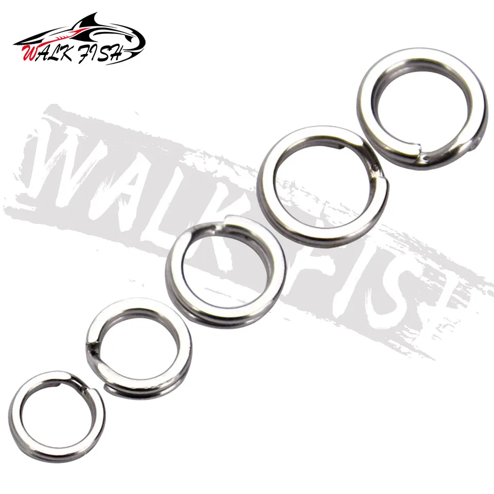 WALK FISH-anillo dividido de acero inoxidable, anillos surtidos de aparejos de pesca, señuelos blancos, Crankbait, cebo duro de pesca, 200 Uds. - imagen 2
