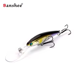 Banshee-señuelo Jerkbait para buceo profundo, Wobblers para perca de Lucio, pececillo negro, Crankbaits, Señuelos de Pesca, cebo duro para flotar, 65mm, 5,8g