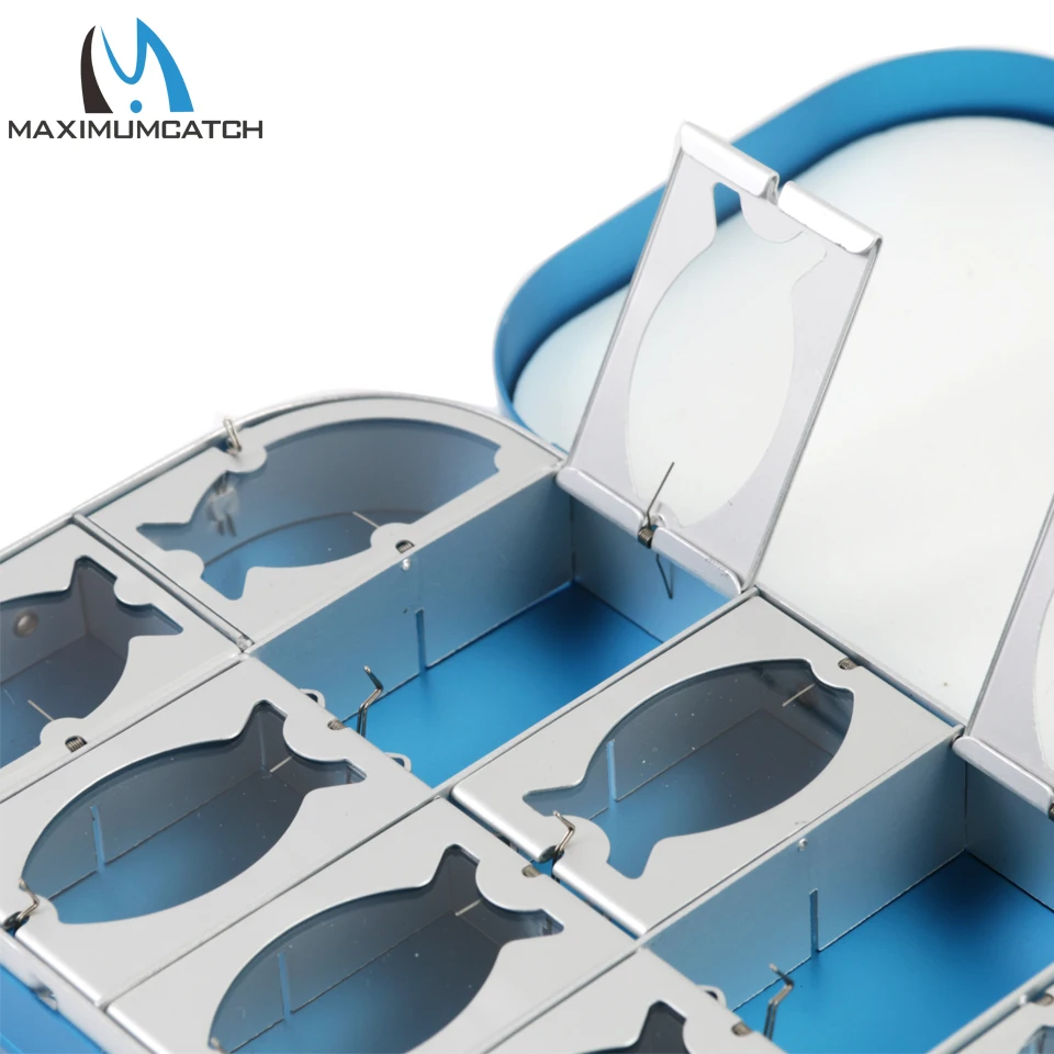 Maximumcatch-caja de pesca con mosca de aluminio, 154x90x27mm, multifunción, 10 compartimentos - imagen 5