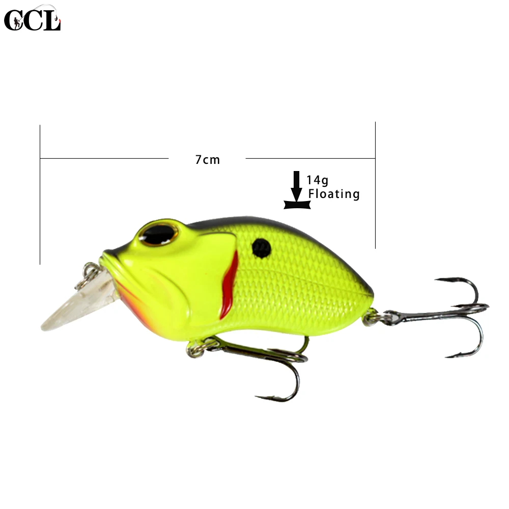 CCLTBA-sonajero flotante de alta calidad, Señuelos de Pesca Crankbait, cuerpo duro, cebo de manivela Wobbler, 7cm, 14g, nuevo - imagen 2
