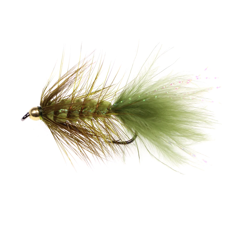 ICERIO-SEÑUELOS DE pesca con mosca, cabeza de cuentas de latón, anzuelo de atado de moscas de agua salada, trucha, cebo, 6 uds.