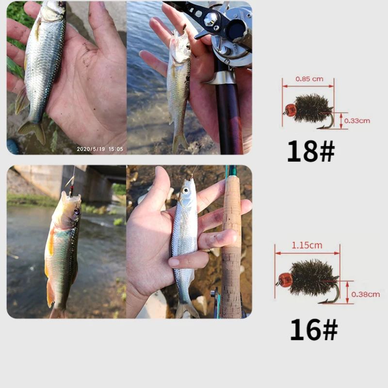 Juego de anzuelos de pesca con mosca, cebos giratorios con púas de carpa, insectos, grupo de línea de pesca - imagen 5
