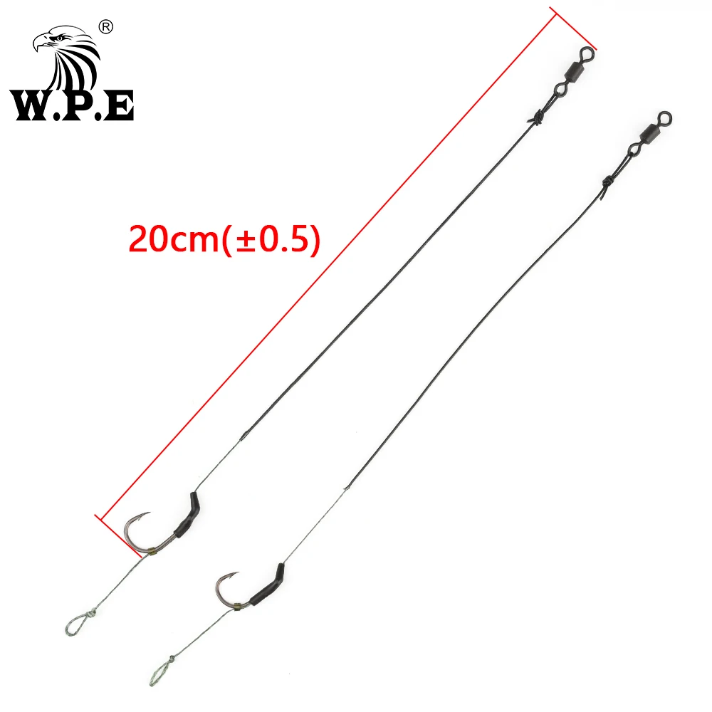 W.P.E-aparejo de pesca para el pelo de carpa, 2 unids/paquete, 4 #/6 #, gancho de Gape ancho, 15LB/25LB, Boilie listo para usar, accesorios de aparejos de pesca de carpa - imagen 3