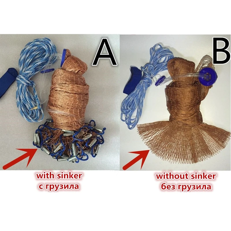 Finefish-Red de lanzamiento de estilo estadounidense con plomo y sin plomo, red de pesca de tiro manual, malla pequeña, herramienta para atrapar peces - imagen 3