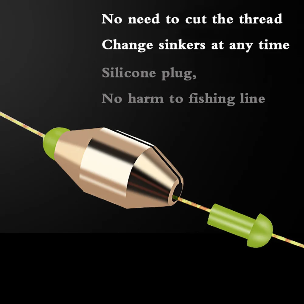 Plomos de pesca de cobre de descenso rápido, 50 piezas, 1,8g, 3,5g, 5g, 7g, 10g, pesas ovaladas, accesorios de aparejo dividido de latón - imagen 3