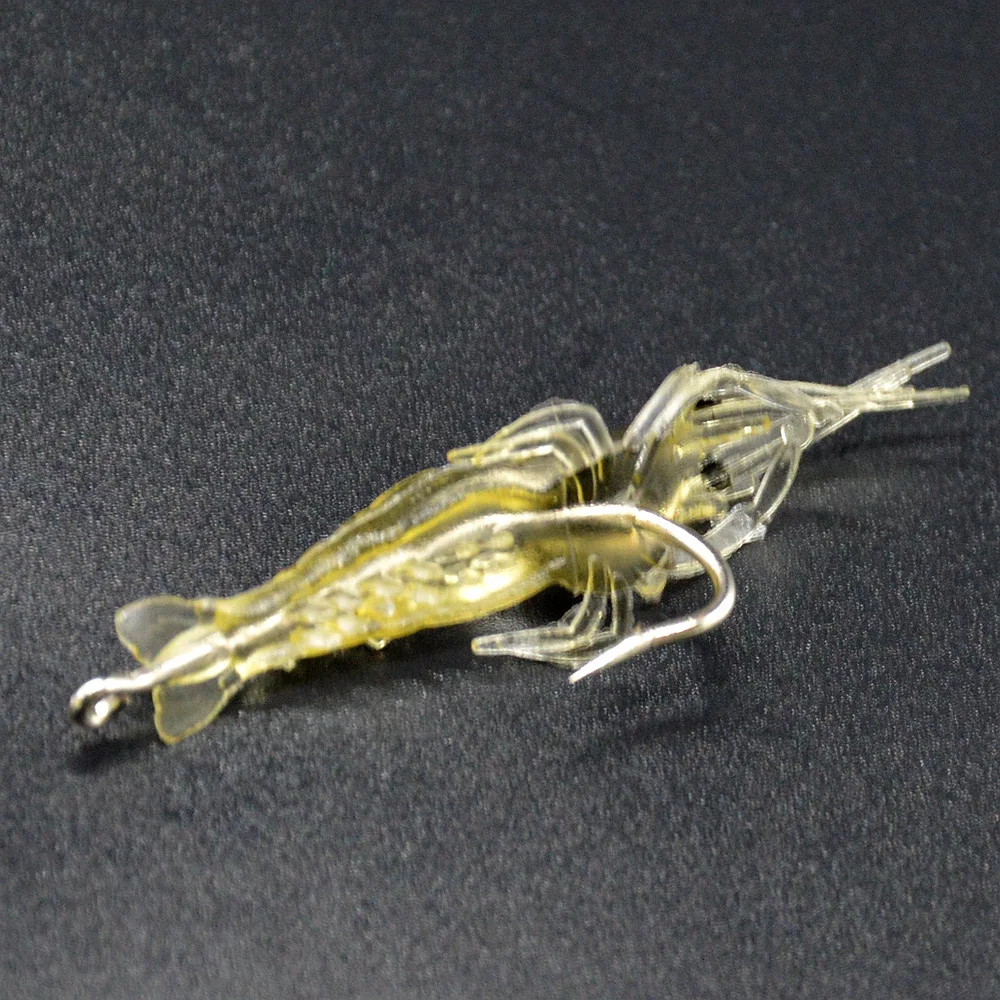 Pesca de 5cm, cebo suave de camarones, camarones de hierba brillantes, anzuelo de púas, pesca de día y noche, señuelos artificiales, lote de 4 piezas - imagen 5