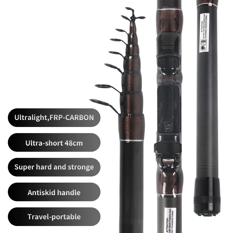 Caña de pescar telescópica para Roca, herramienta giratoria ultraligera de viaje para trucha de alto carbono, 8 secciones, cuchara de Metal, 3,5 M - imagen 4