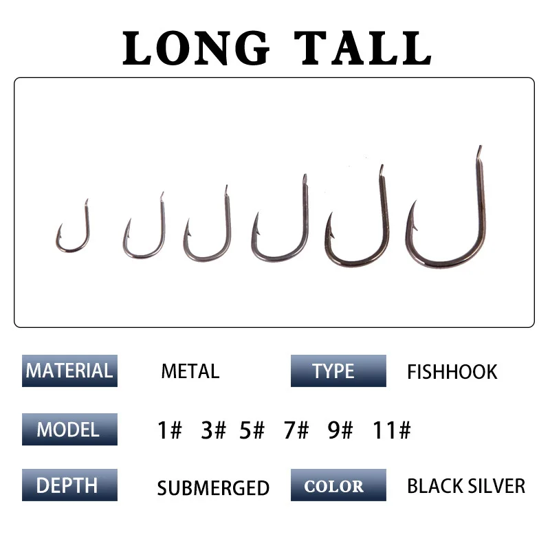 Anzuelo de púas de acero al carbono para pesca de carpa, aparejos de pesca, 10 unids/lote, tamaño 1 #-Size11 #, 1 ud. - imagen 4