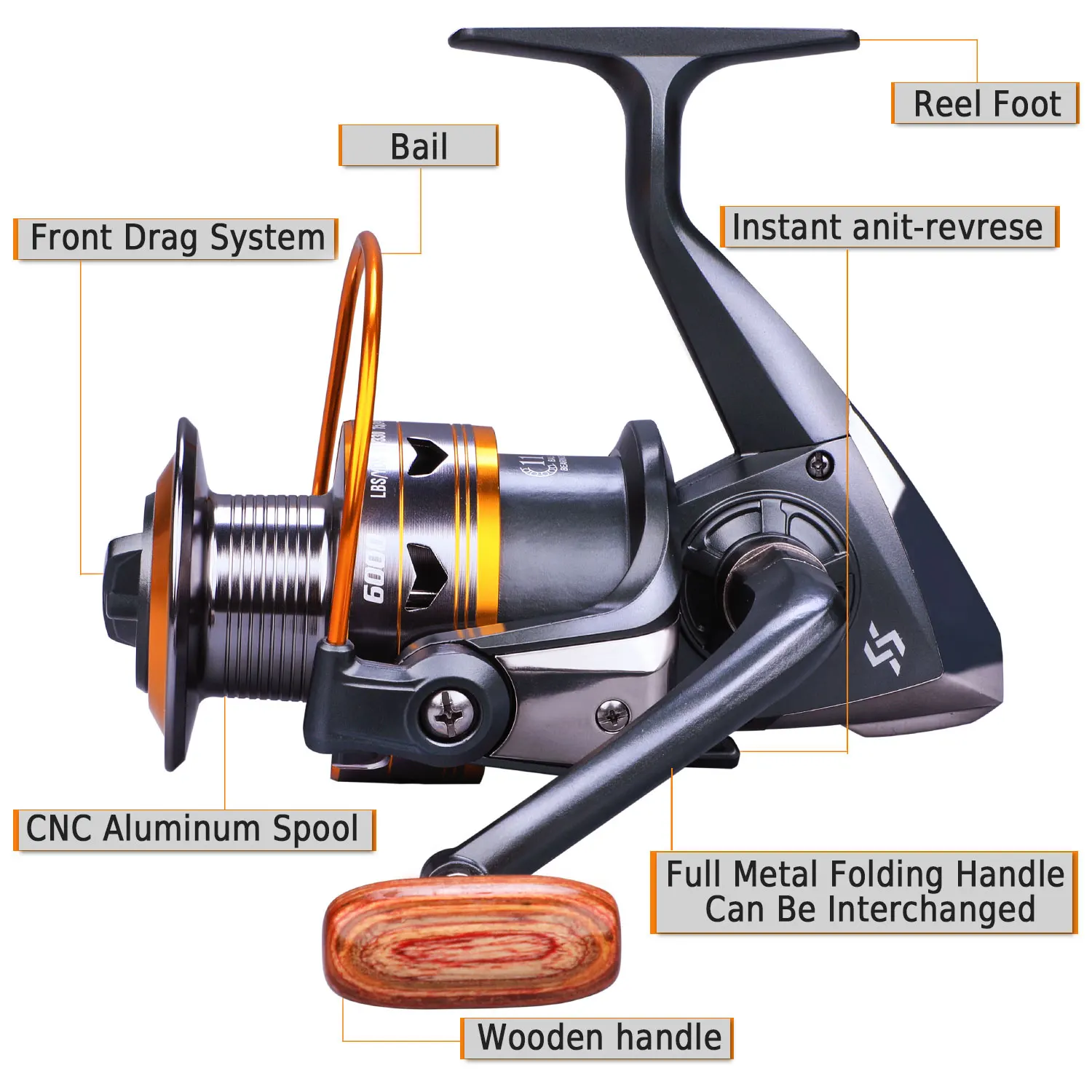 Experimente una pesca sin costura con este carrete de pesca avanzado con un mango plegable de metal completo y un sistema anti-revista instantáneo