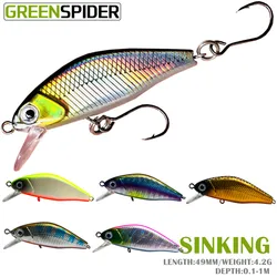 GREENSPIDER, 1 Uds., diseño japonés, señuelo de Pesca duro de alta calidad, Pesca Issen, 49mm, 4,2g, cebo de corriente que se hunde para trucha, Lucio, perca, lubina