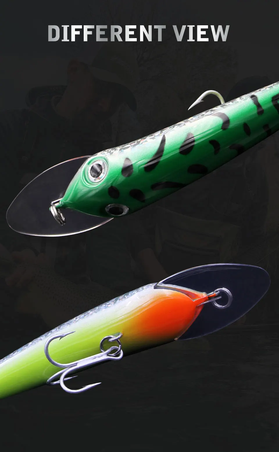 Descubra el diseño vibrante y versátil de estos señuelos de pesca