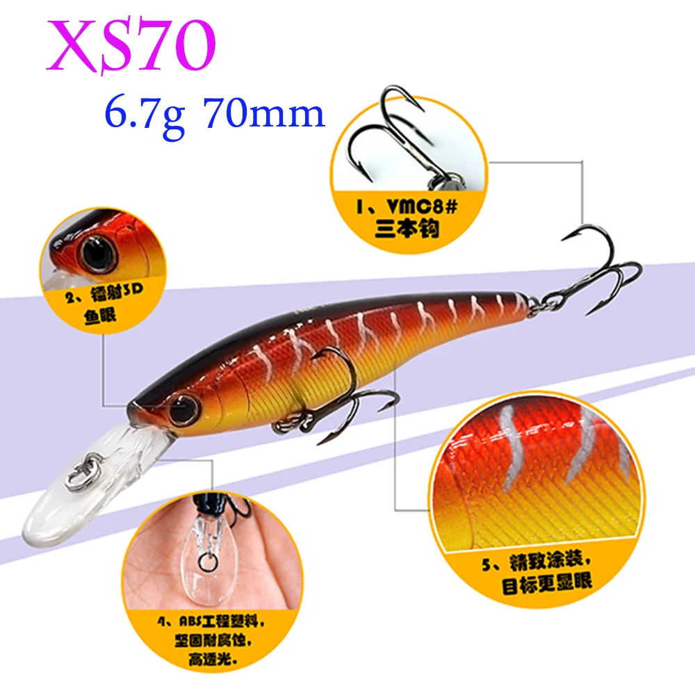 Thetime 6,7g 9g 48gCrankbait Jerkbait Wobbler cebos artificiales para Lucio perca señuelo de pesca cebo Minnow manivela Swimbait Isca pesca - imagen 2