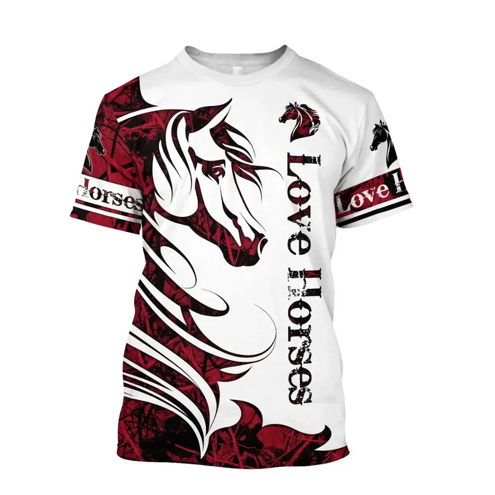 Camiseta de moda de verano 2020 con estampado 3D de tiburón/koala/caballo para hombre, camisetas de manga corta Harajuku, camisetas informales Unisex KJ0148 - imagen 5