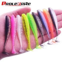 Proleurre Jigging Wobblers señuelos cebo suave de silicona 95mm 75mm 50mm cola en T Swimbait artificial para lubina aparejos de pesca de mar