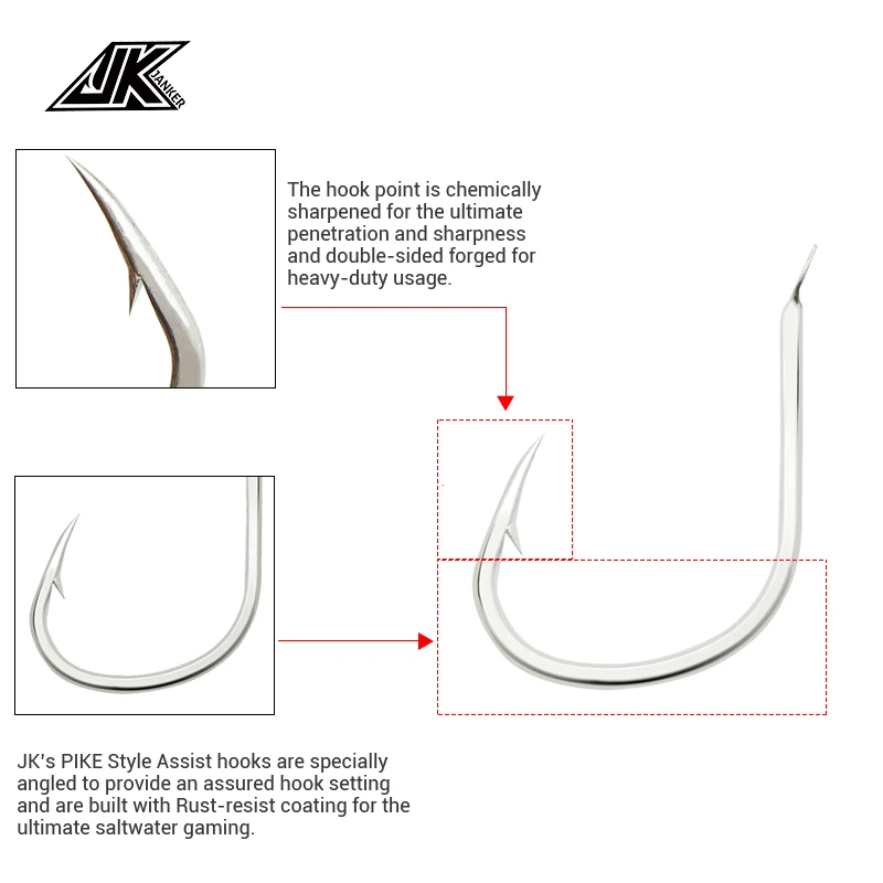 30 Uds anzuelos de pesca de Lucio de mar anzuelos de pesca de agua salada de alta calidad 1/0 2/0 3/0 4/0 anzuelo 2019 anzuelos para Jigging de paso lento - imagen 4