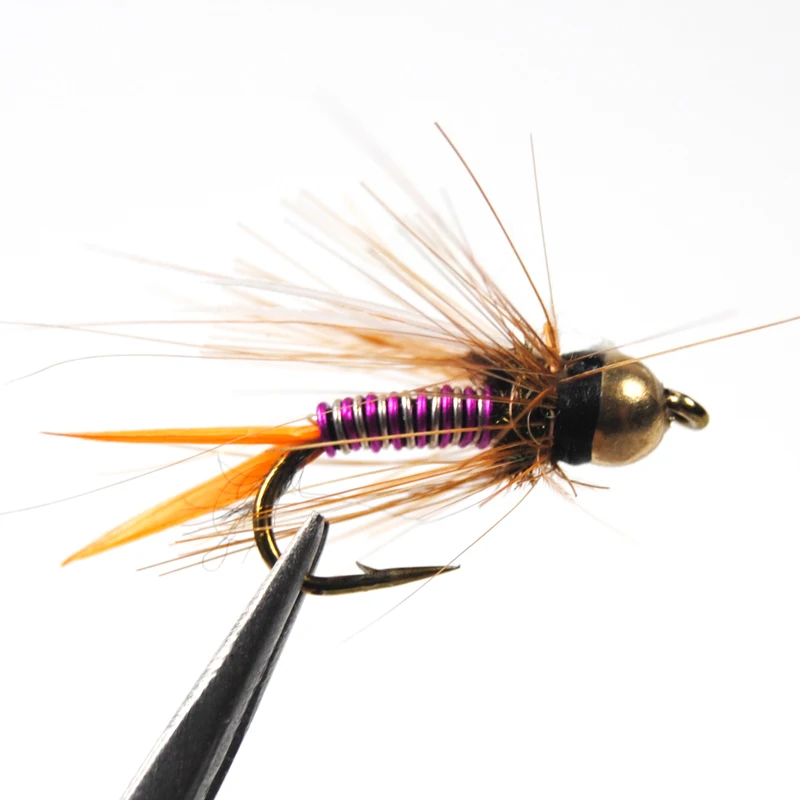 Bimoo-Cabeza de cuentas de latón para pesca, moscas de hundimiento rápido, ninfa, príncipe, trucha, 12 piezas, n. ° 12 - imagen 3