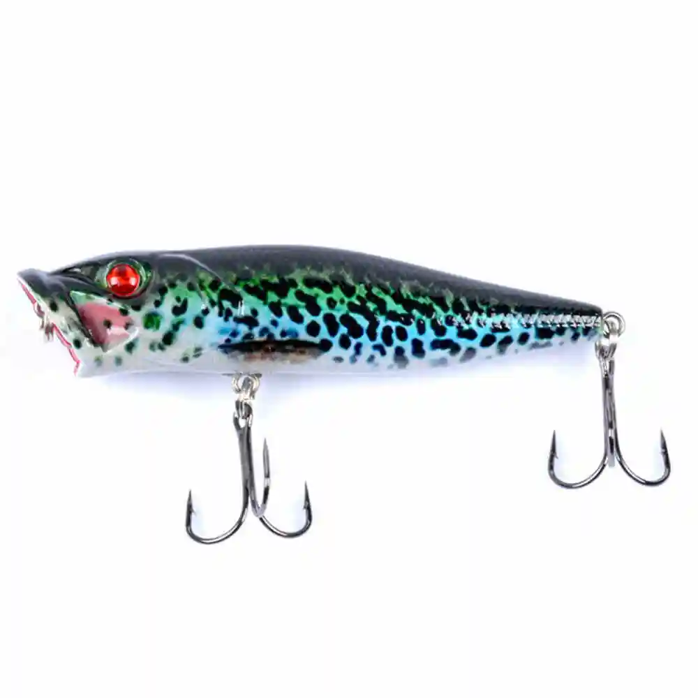 Popper Topwater Pintado – Señuelo Plástico con Ganchos de Púas - imagen 5