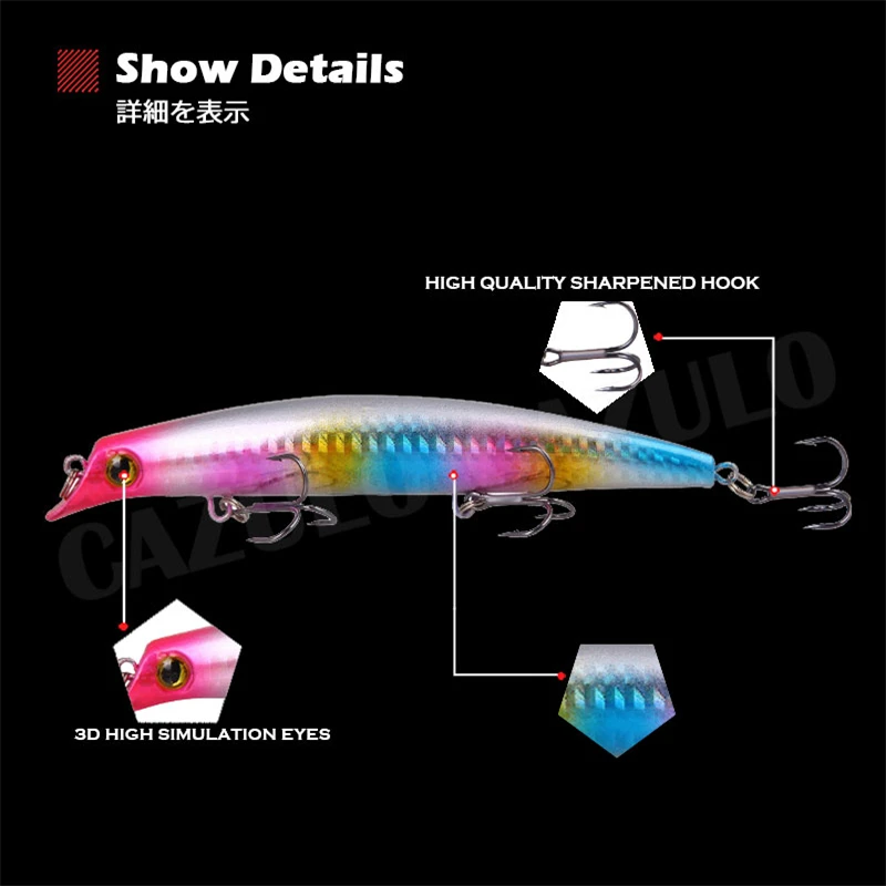 Señuelo de Pesca Popper flotante, Accesorios Isca, peso Artificial, 14g, 125mm, aparejos de cebo, Articulos de arrastre, Pesca para Lucio Leurre - imagen 4