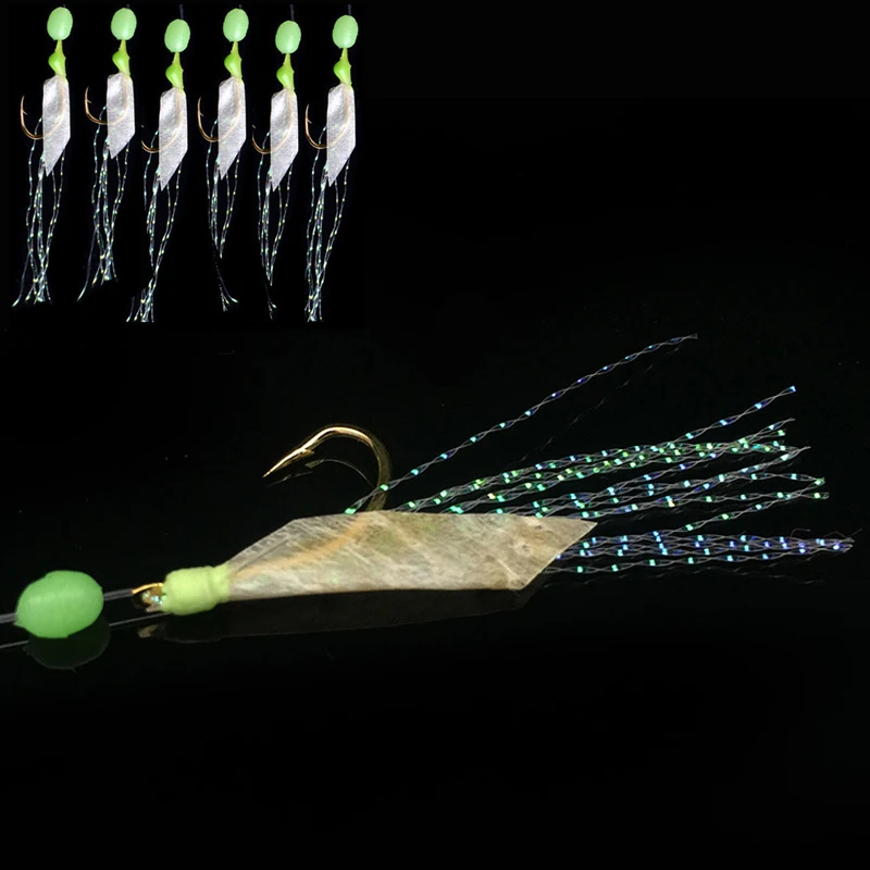 Sabiki-señuelo Artificial para pesca en agua salada, cebo suave y luminoso, olor a pescado, piel Real, 2 bolsas = 12 unidades - imagen 5