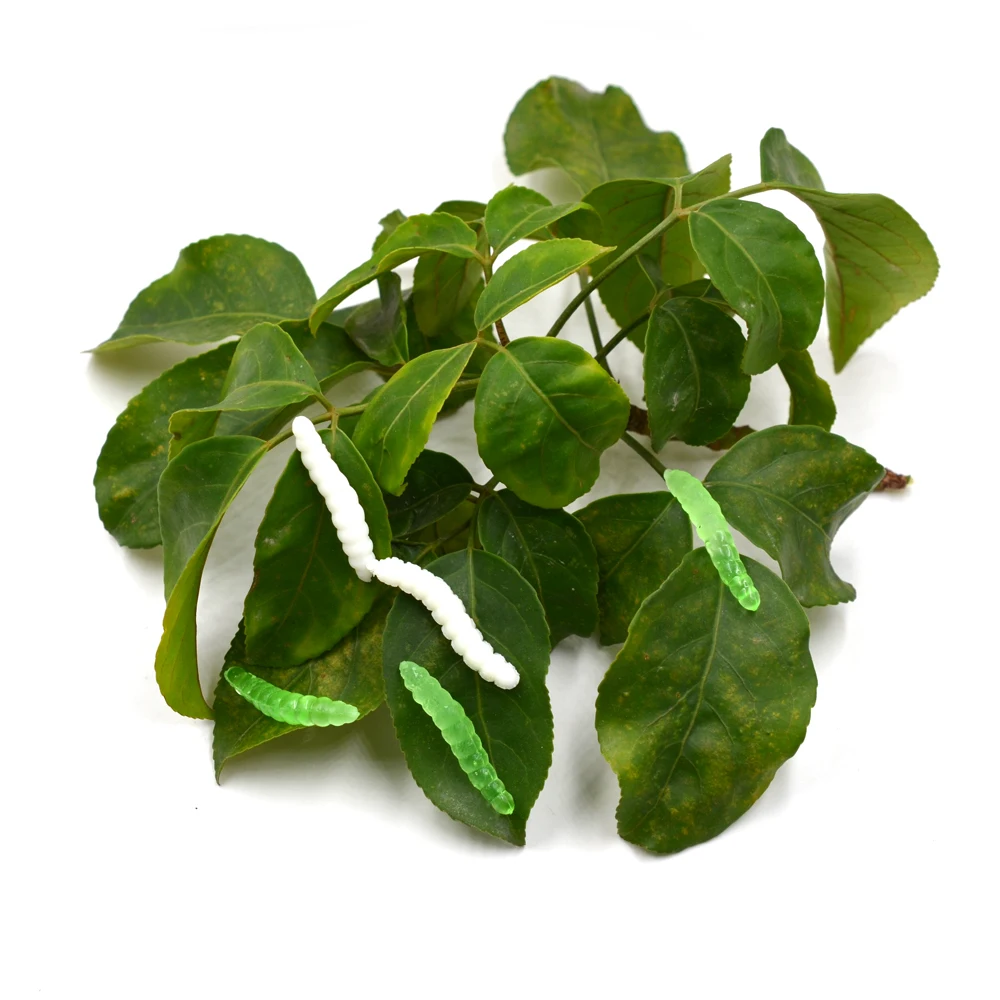 MNFT 50 Uds. Señuelo de pesca realista blanco verde 3,8 Cm pan biónico larvas de insectos señuelo de trucha cebo de larva suave - imagen 5