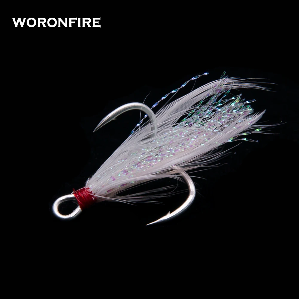 10 unids/lote gancho triple grueso con plumas 1 # 2 # 4 # 6 # 8 # 10 # 12 # Anzuelos de pesca triples doblados redondos de tracción fuerte - imagen 4